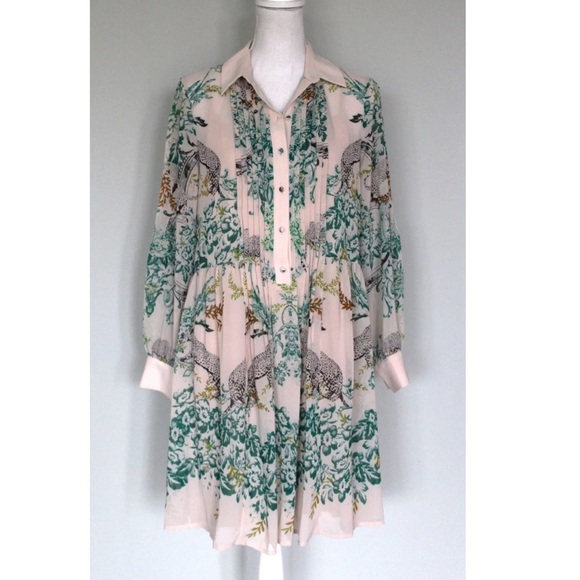 Anthropologie Maeve Ria Jungle Shirt Dress with Slip Size 4 - Picture 3 of 14